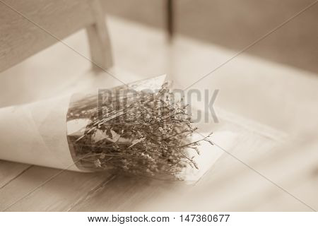 flowers bouquet arrange for pre wedding photographysepia effect