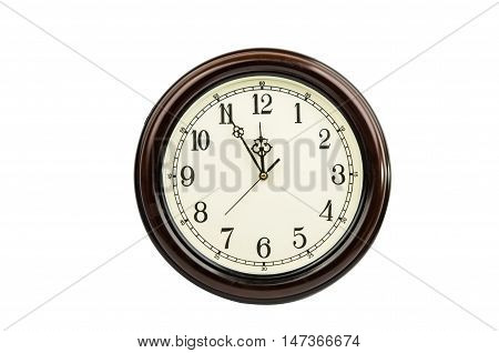 Classic round wall clock isolated on white background