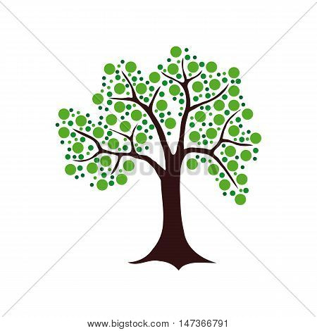 The original tree vector. tree with round leaves on a white background.