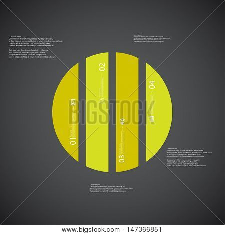 Circle Illustration Template Consists Of Four Green Parts On Dark Background