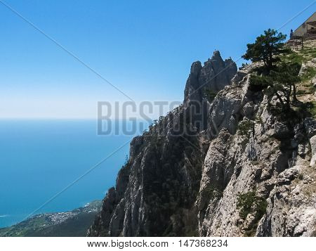 Aerial view of sea from the Mount Ai-Petri. Landscape of Crimea Ukraine