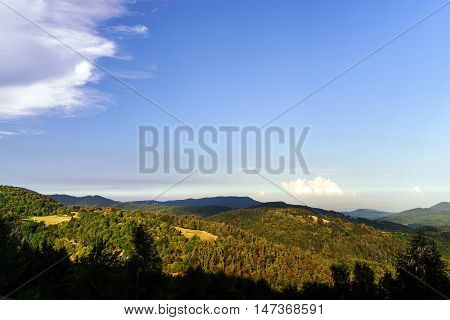 Colorful Sunset Over The Hills In Alsace