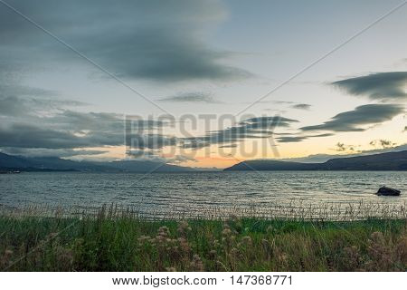 View of Narvik Norway after the sun have set.