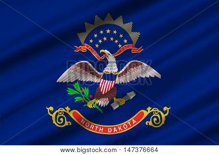 Flag of North Dakota is the state in United States. 3D illustration