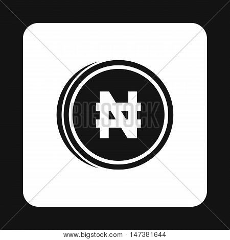 Coin naira icon in simple style isolated on white background. Monetary currency symbol vector illustration