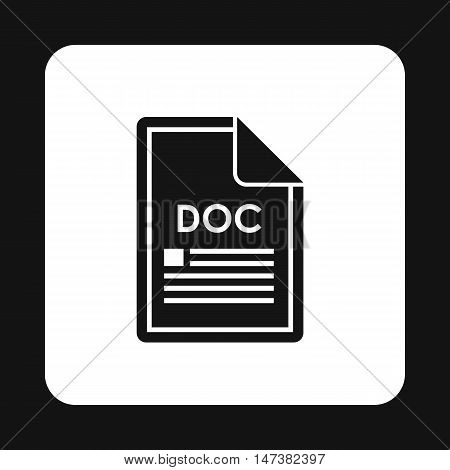 File DOC icon in simple style isolated on white background. Document type symbol vector illustration