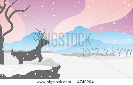 deer on winter illustration for any use