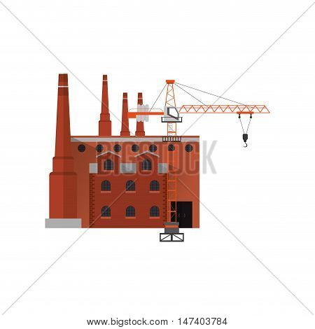 flat design factory and  industrial tower  crane icon vector illustration