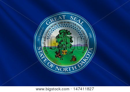Flag of North Dakota is the state in United States. 3D illustration