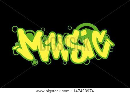 illustration of music background graffiti style. Vector isolated