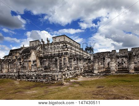 Hall of the Thousand Pillars - Columns at Chichen Itza Mexico