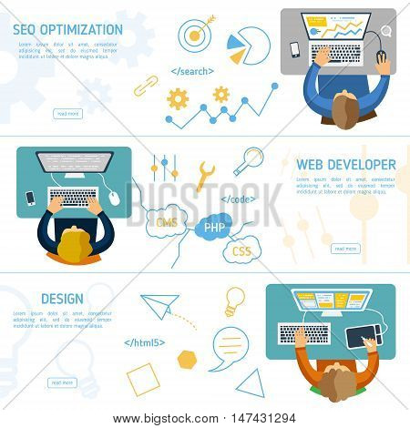 Banners for web and promotional materials. IT developers: seo optimization web developer designer
