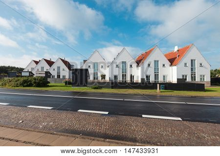 View of the small Danish town street
