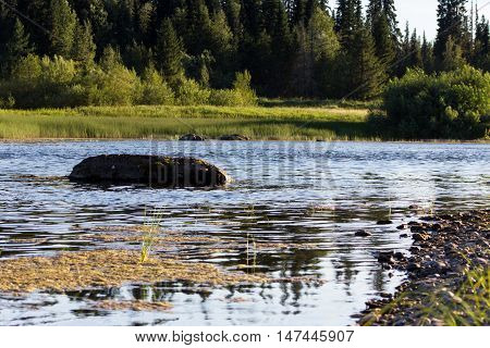 Summer Landscape With River At Golden Hour
