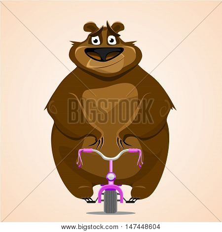 bear on a bicycle. Flat illustration. Vector illustration