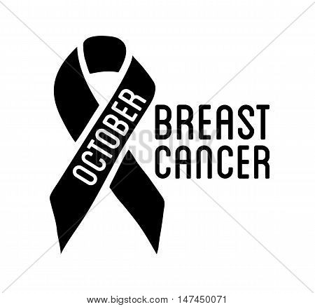 Breast Cancer Awareness logo. Vector ribbon and cancer prevention sign for banner and social poster and stickers. Isolated.
