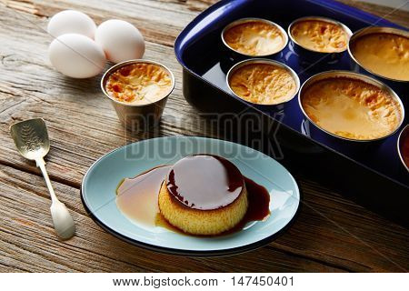 Custard Creme Caramel Flan dessert bain marie oven cooked