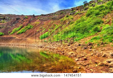 Kerid, a volcanic crater lake in Grimsnes , Iceland