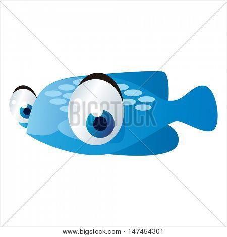 vector cartoon cute sealife mascot. Funny colorful cool illustration of happy Fish