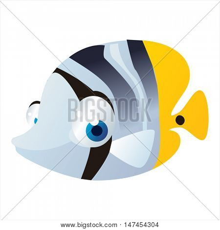 vector cartoon cute sealife mascot. Funny colorful cool illustration of happy Fish