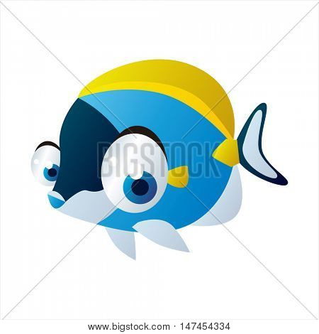 vector cartoon cute sealife mascot. Funny colorful cool illustration of happy Fish
