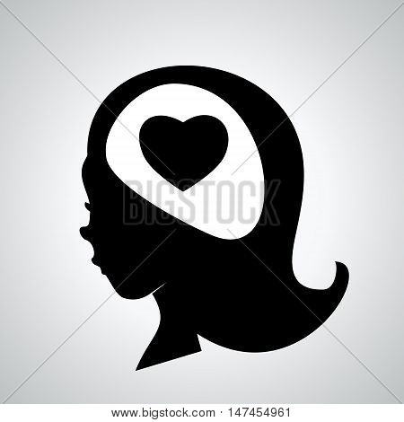 Head. Icon. heart. love. Flat illustration. Vector