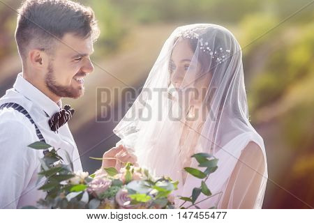 Bride And Groom Hugging At The Wedding