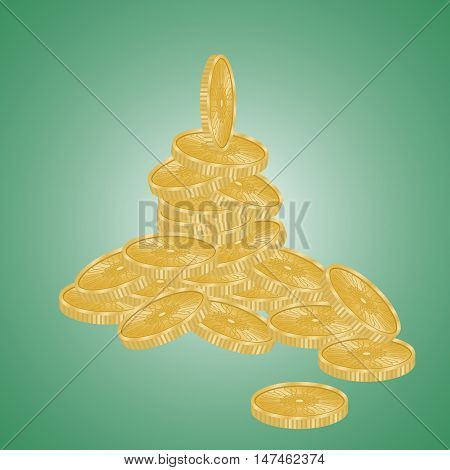 Icons coins for the game interface. Set of cartoon coins for web, game or application interface. Modern vector illustration game art, animation for game and apps. Stack of coins. Coins dollar.