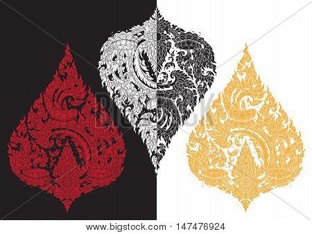 Thai outline tradition stroke vector pattern background