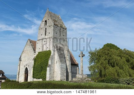 The medieval church l' Eglise St. Martin de Cricqueboeuf Calvados Normandy France