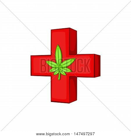 Medical marijuana sign icon in cartoon style isolated on white background vector illustration
