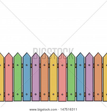 Vector Seamless Cartoon Colorful Fence