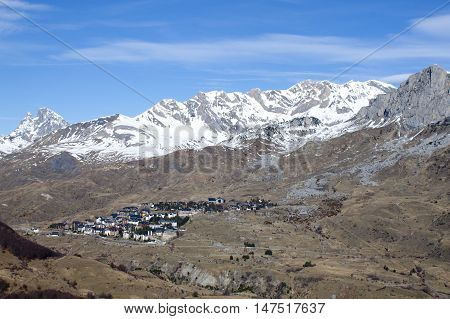Formigal village in the Pyrenees Spain from a mountain