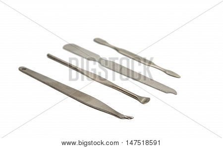 Accessories Tools of a manicure set on a white background