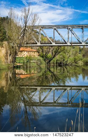 Beautiful Landscape With River Duero, St. Saturio Chirch And Reflections In Water