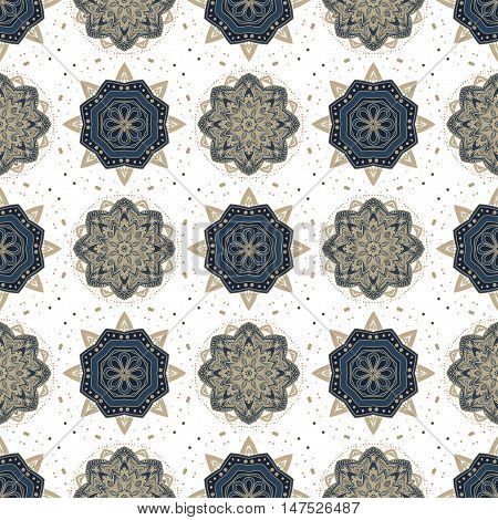 Ornament. Seamless vector pattern. Color mandalas background
