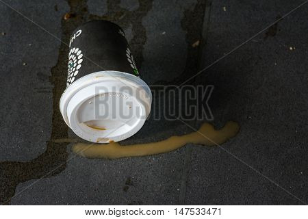 Spilled Coffee Floor Brown Dirty Litter Trash Dirty Subway