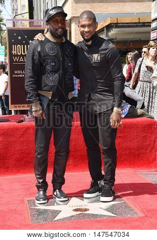 LOS ANGELES - SEP 07:  Will.I.Am and Usher arrives to the Walk of Fame honors Usher on September 07, 2016 in Hollywood, CA                