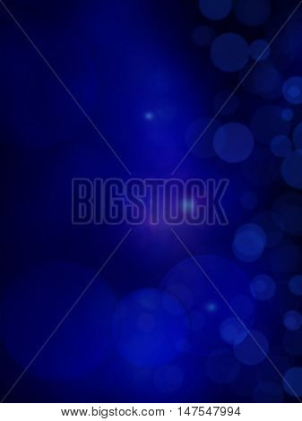 abstract background blue bokeh circles holiday card.