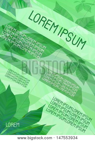 Brochure template in eco style with low poly chestnut leaves.