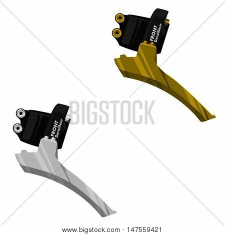 2 isolated Front derailleurs gold and silver shade