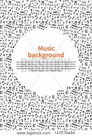 A4 size background with music signs and text template