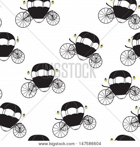Princess Cinderella Fairytale Carriage. Seamless Pattern. Vector Illustration. EPS10