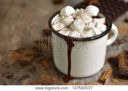 Warming Spicy Hot Chocolate With Mini Marshmallows.