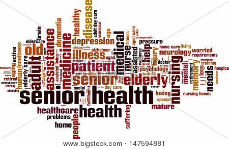 Senior health word cloud concept. Vector illustration