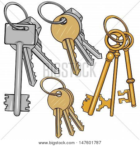 Vector Set Cartoon Bunches Of Keys