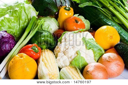 verduras con gotas de agua