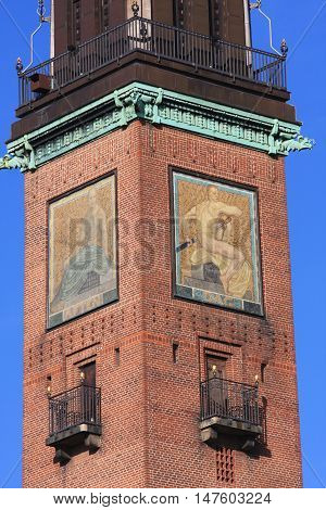 View of Copenhagen city hall tower Denmark