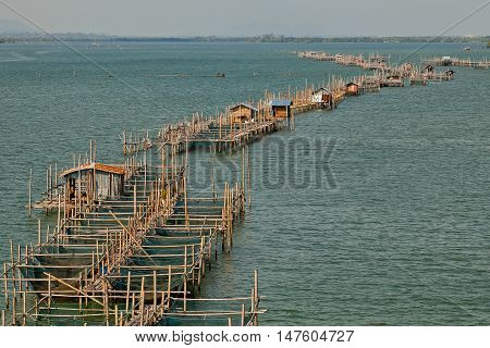Landscape, Fish cage at chantaburi river in nature