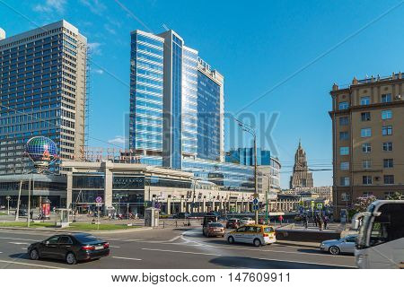 Moscow, Russia -03 June 2016. View of the Novy Arbat, Lotte Hotel and a Novinsky Boulevard